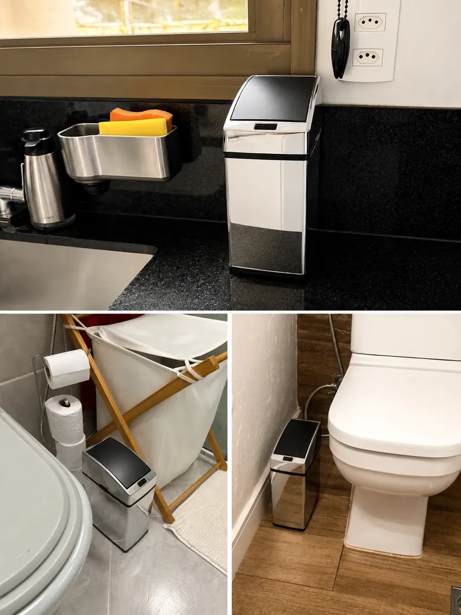 Lixeira Quadrada Automática Inox Com Sensor 3 Litros Kazalinda 7 Lixeira Quadrada Automática Inox Com Sensor 3 Litros Kazalinda