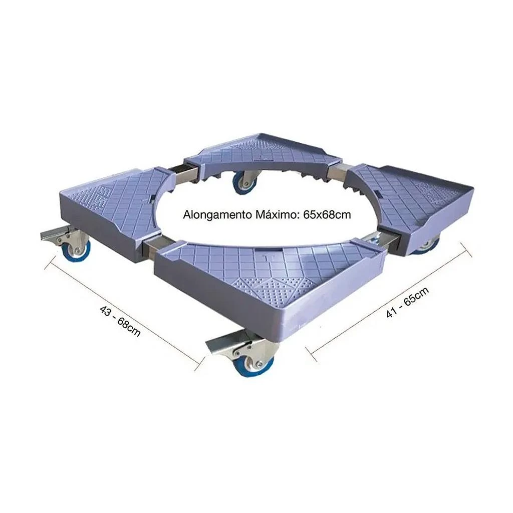 Suporte Giratório Azul para Eletrodomésticos Gira Fácil Kazalinda com capacidade de 500kg, estrutura em aço inox e rodízios universais de borracha com trava Suporte Giratório Azul para Eletrodomésticos Gira Fácil Kazalinda com capacidade de 500kg, estrutura em aço inox e rodízios universais de borracha com trava