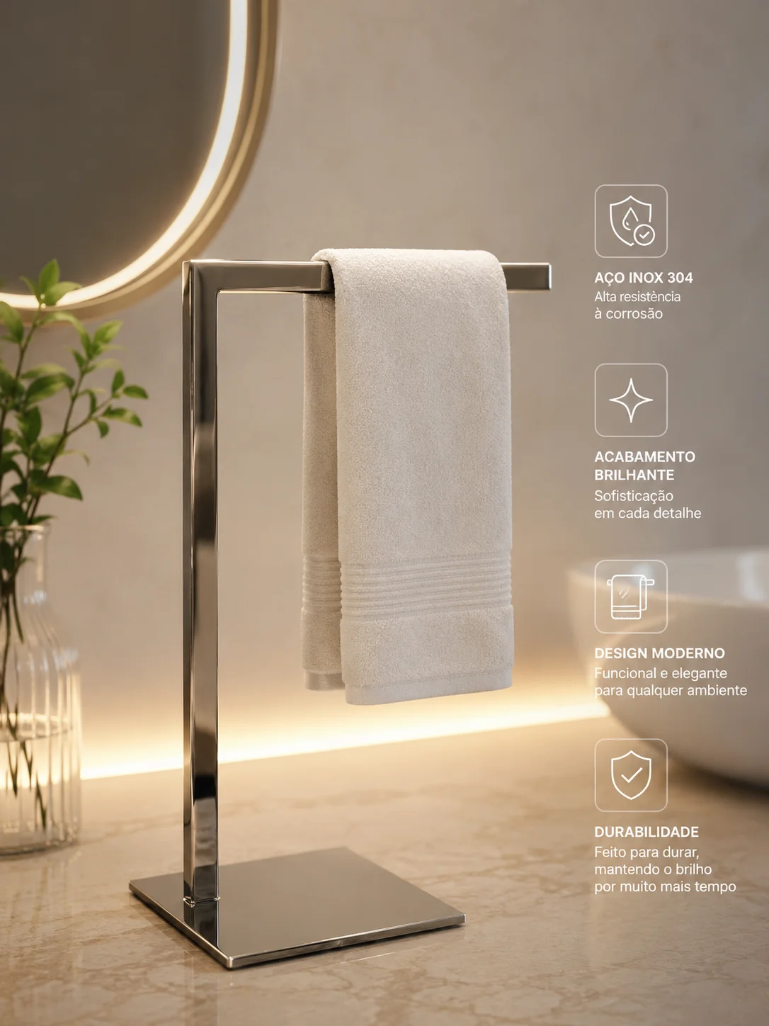 Toalheiro de Bancada Lavabo Quadrado Inox 304 Polido Premium – Kazalinda Toalheiro de Bancada Lavabo Quadrado Inox 304 Polido Premium – Kazalinda