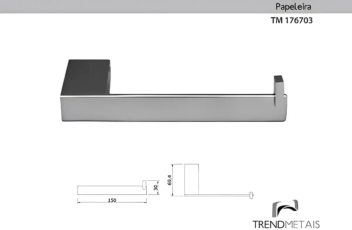Papeleira Slim TrendMetais TM176703 Polida - Kazalinda Papeleira Slim TrendMetais TM176703 Polida - Kazalinda