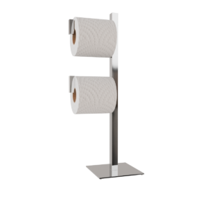 Papeleira Quadrada de Chão em Inox 304 Polido Brilhante Porta Papel Higiênico Premium - Kazalinda