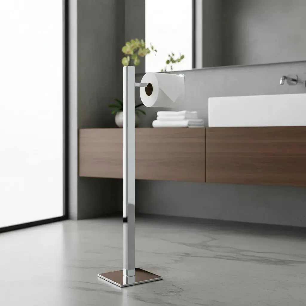 Papeleira Quadrada de Chão em Inox 304 Polido Brilhante Porta Papel Higiênico Premium - Kazalinda Papeleira Quadrada de Chão em Inox 304 Polido Brilhante Porta Papel Higiênico Premium - Kazalinda