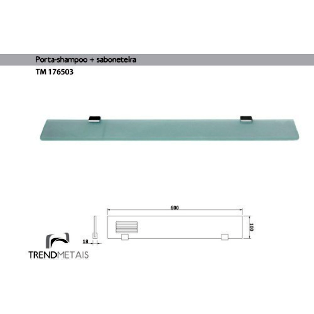 Porta Shampoo Slim TrendMetais TM176503 Cromado - Kazalinda 5 Porta Shampoo Slim TrendMetais TM176503 Cromado - Kazalinda