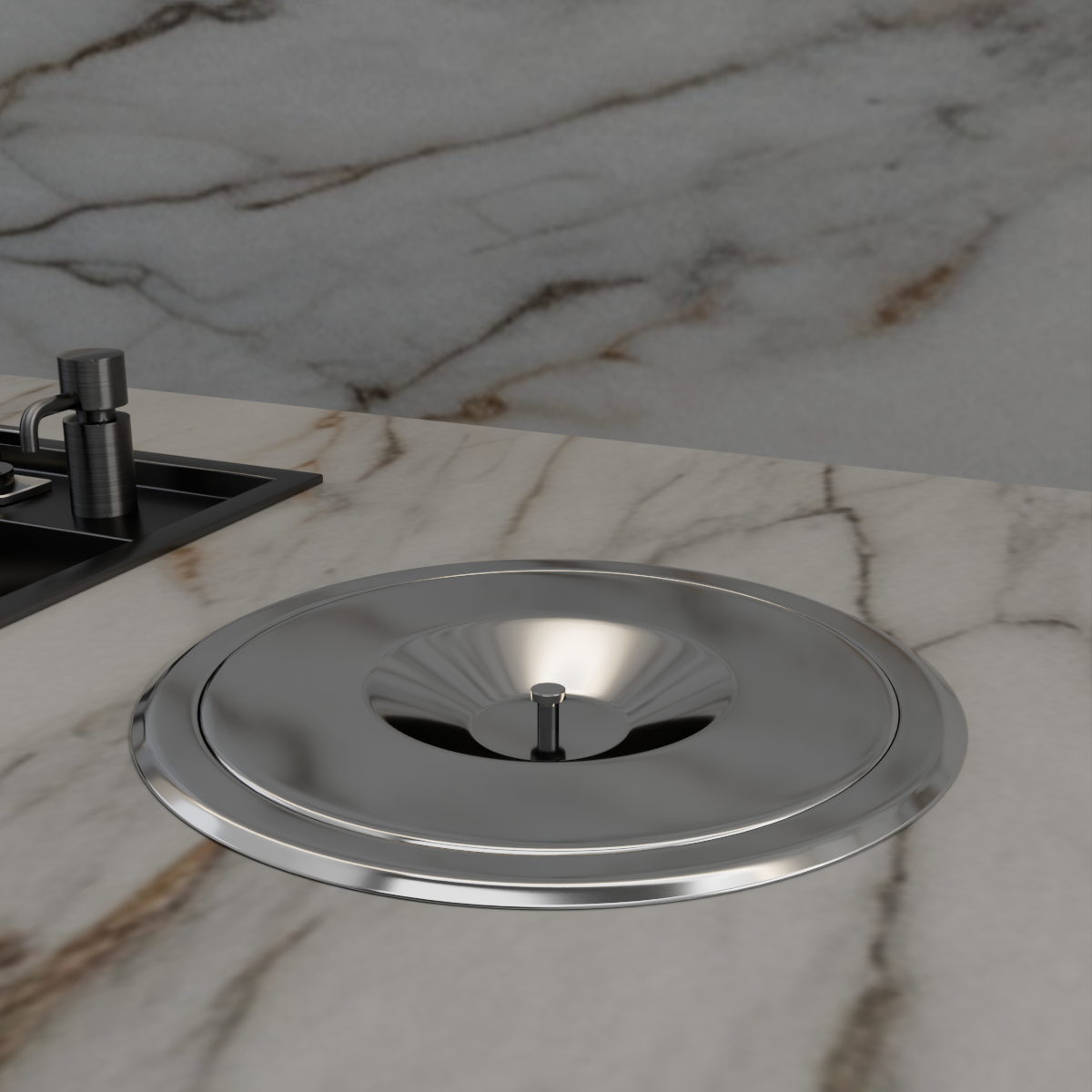 005 Lixeira de Embutir 8 Litros Tampa Inox Polido com Balde Kazalinda