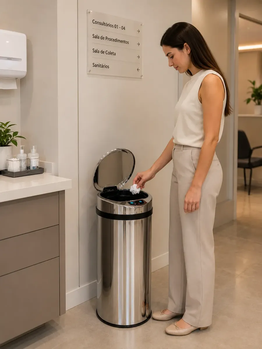 Lixeira Automática Premium Redonda Inox 42 Litros Kazalinda 6