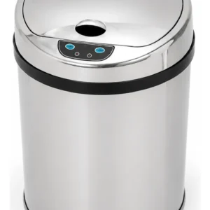 Lixeira Automatica Premium Redonda Inox 9 Litros Kazalinda com sensor infravermelho inteligente sem contato fisico