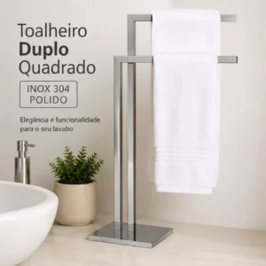 Porta Toalhas de Pia Duplo Inox Polido 304 – Kazalinda Toalheiro Lavabo Premium