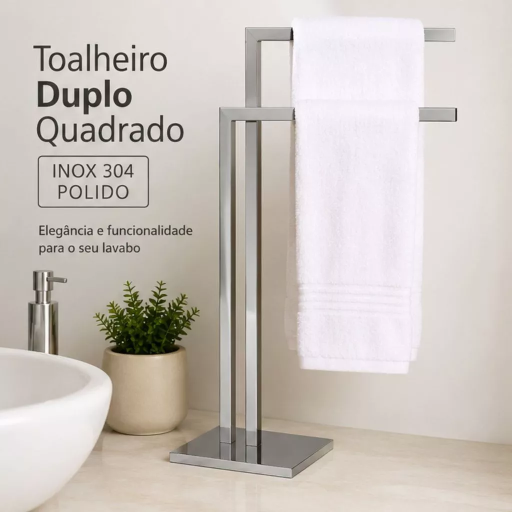 Porta Toalhas de Pia Duplo Inox Polido 304 – Kazalinda Toalheiro Lavabo Premium Porta Toalhas de Pia Duplo Inox Polido 304 – Kazalinda Toalheiro Lavabo Premium