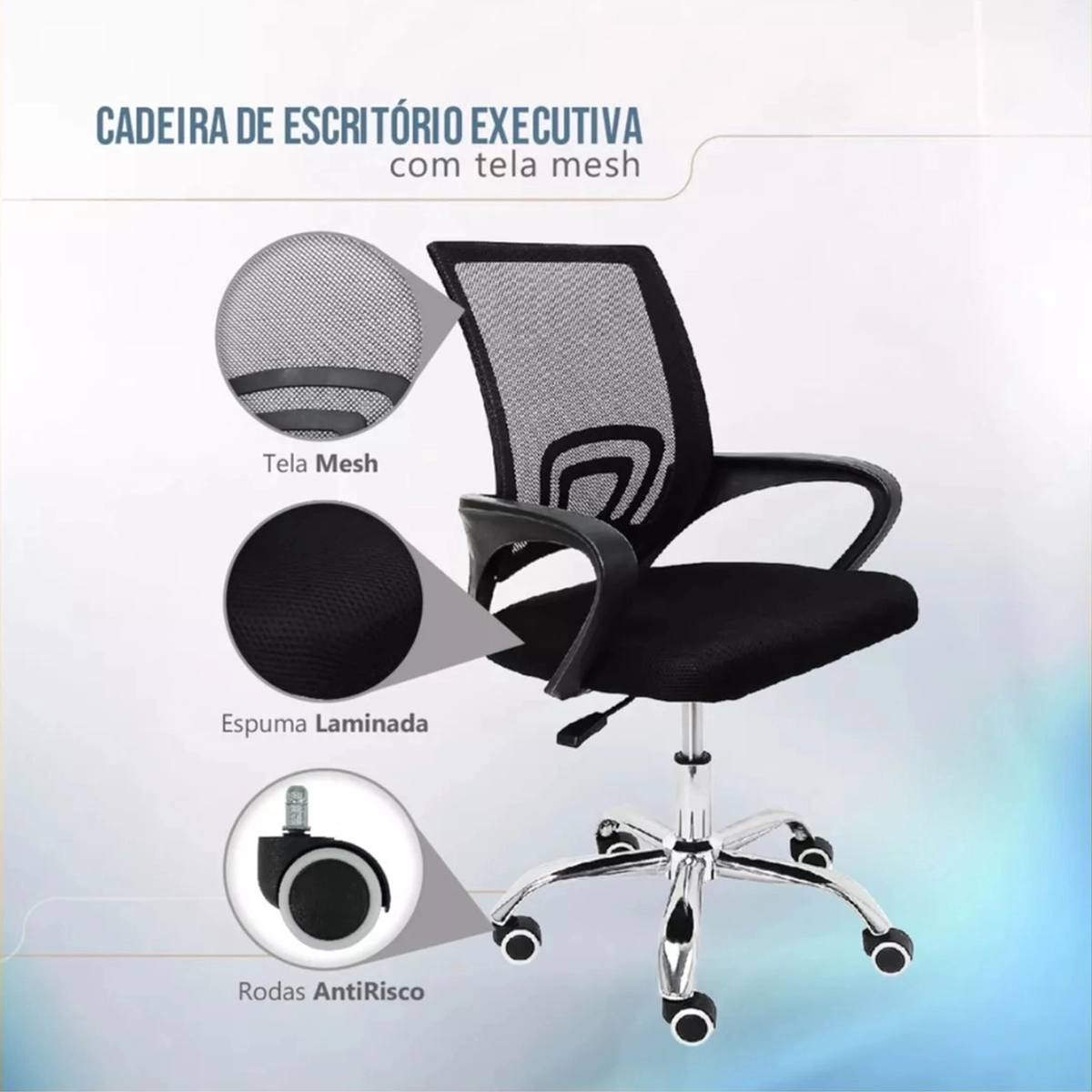 Cadeira Office Escritório Rodízio Tres Comfort Kazalinda 9 Cadeira office escritório rodízio Tres Comfort Kazalinda poliuretano premium