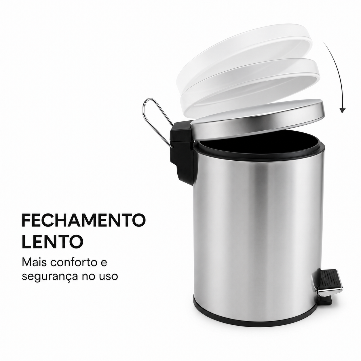Lixeira Pedal 3L Inox Fechamento Slow Motion Kazalinda Lixeira Pedal 3L Inox Fechamento Slow Motion Kazalinda