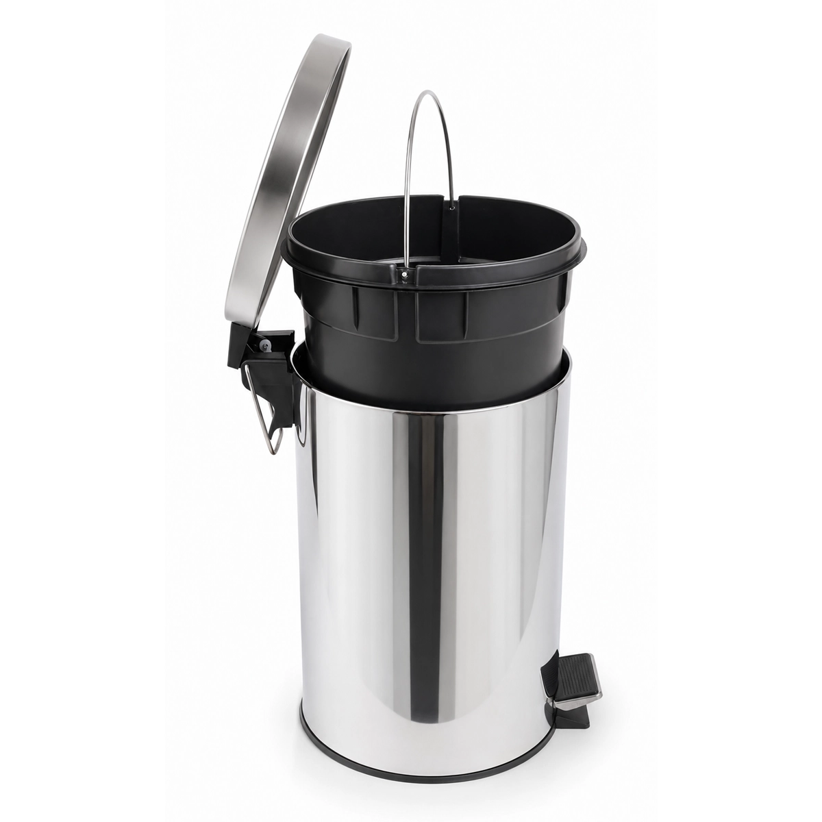 Lixeira Pedal 20L Inox Fechadura Slow Motion Kazalinda