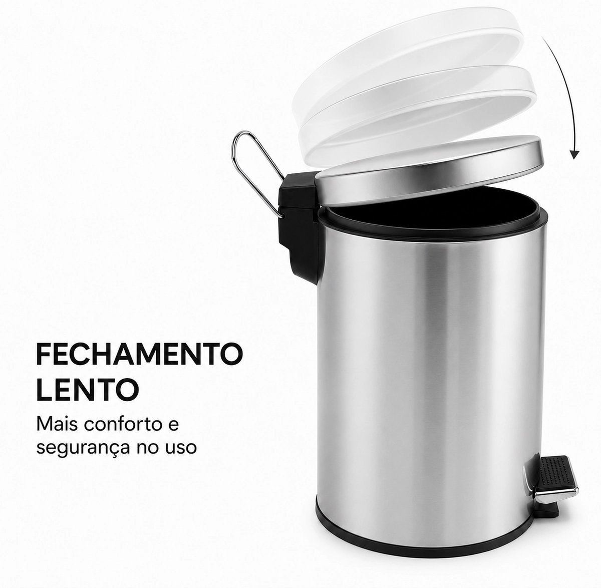 Lixeira Pedal 30L Inox Fechamento Slow Motion Kazalinda 5 Lixeira Pedal 30L Inox Fechamento Slow Motion Kazalinda