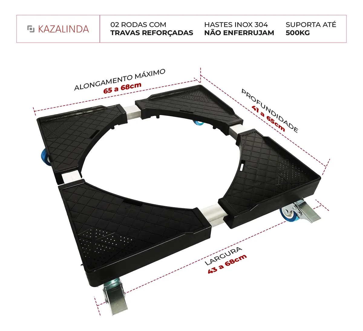 Suporte Giratório para Eletrodomésticos Gira Fácil Kazalinda - Capacidade 500kg 9 Suporte Giratório para Eletrodomésticos Gira Fácil Kazalinda - Capacidade 500kg