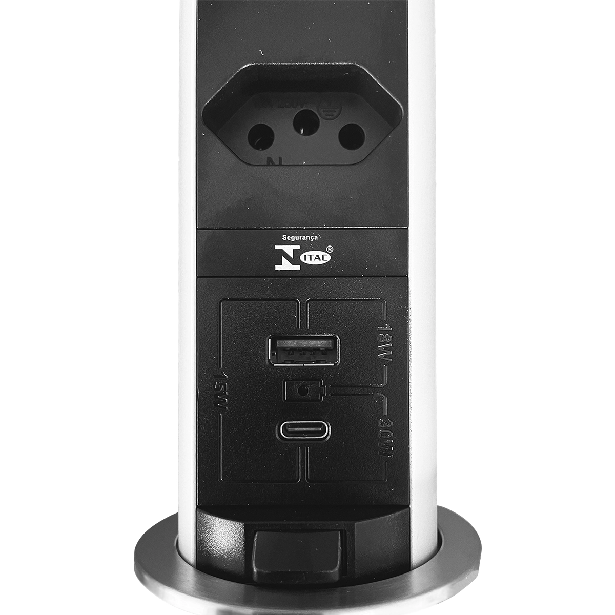 Torre de Tomada Multiplug 3 Tomadas 1 USB e 1 USB-C Inox Escovado Kazalinda 5 Torre de Tomada Multiplug 3 Tomadas 1 USB e 1 USB-C Inox Escovado Kazalinda