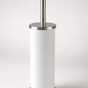 Escova sanitaria com suporte em aco inox e pintura branca Kazalinda para banheiro moderno e higienico