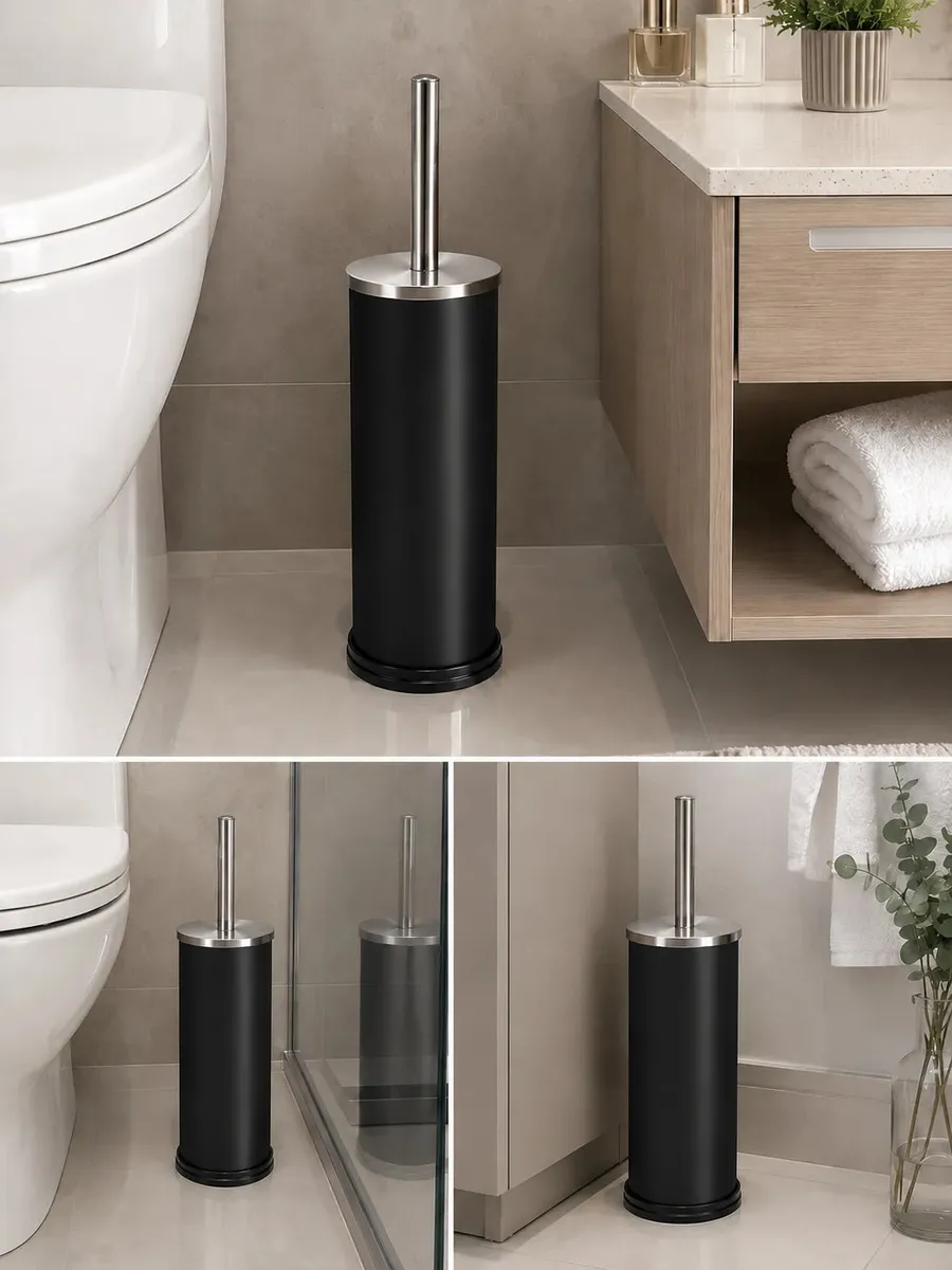 Escova Sanitaria com Suporte em Inox e Pintura Preta - Kazalinda 3 Escova Sanitaria com Suporte em Inox e Pintura Preta - Kazalinda - Banheiro Moderno e Higienico