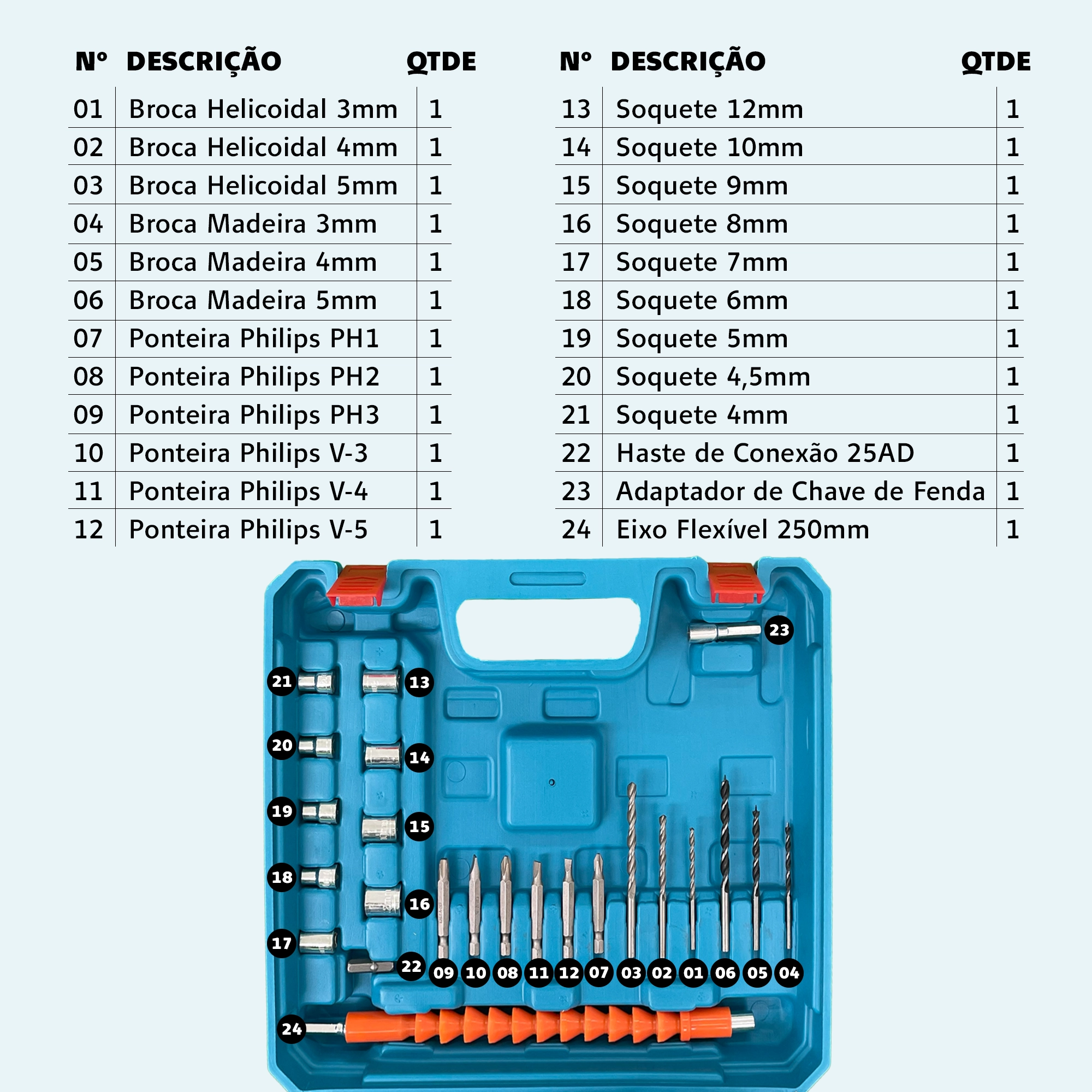 Parafusadeira 12V Sem Fio Profissional + 2 Baterias + Maleta Completa 45Nm 11 Parafusadeira e Furadeira 12V Bateria Extra 1300mAh 60Hz Kazalinda - Ferramenta Eletrica Profissional Compacta